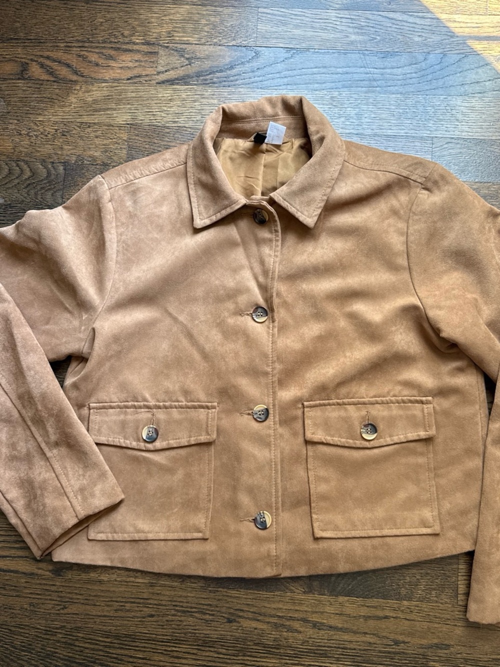 H&M Tan Suede Button-Front Jean Jacket